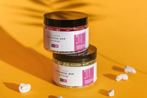 两个透明玻璃包装样机