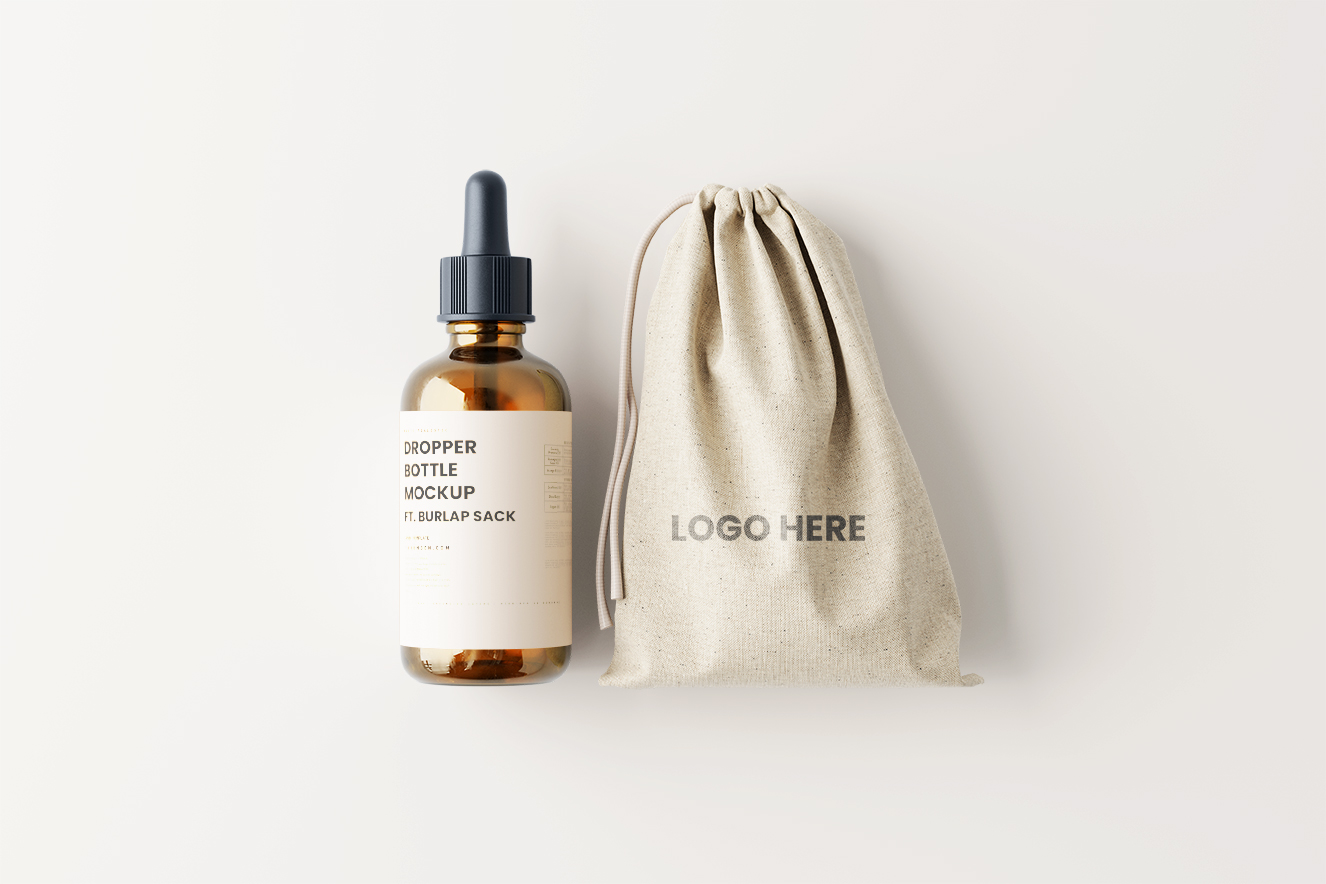 高质量带布袋的滴管精华瓶样机7组插图3