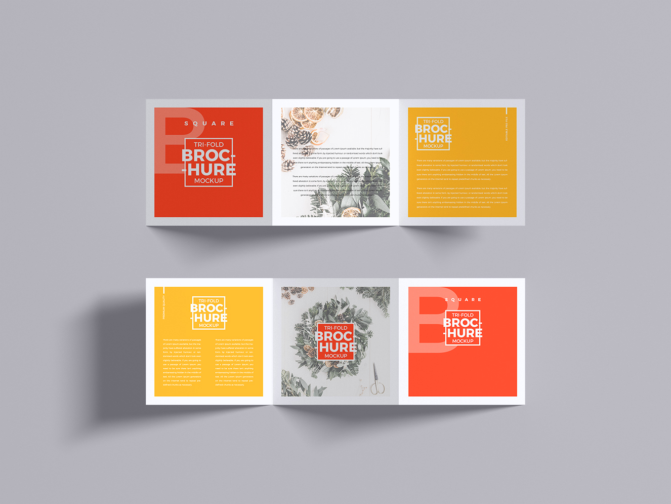 高质感方形三折页样机插图
