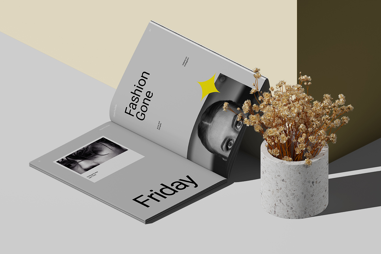 A4展开式杂志画册样机插图