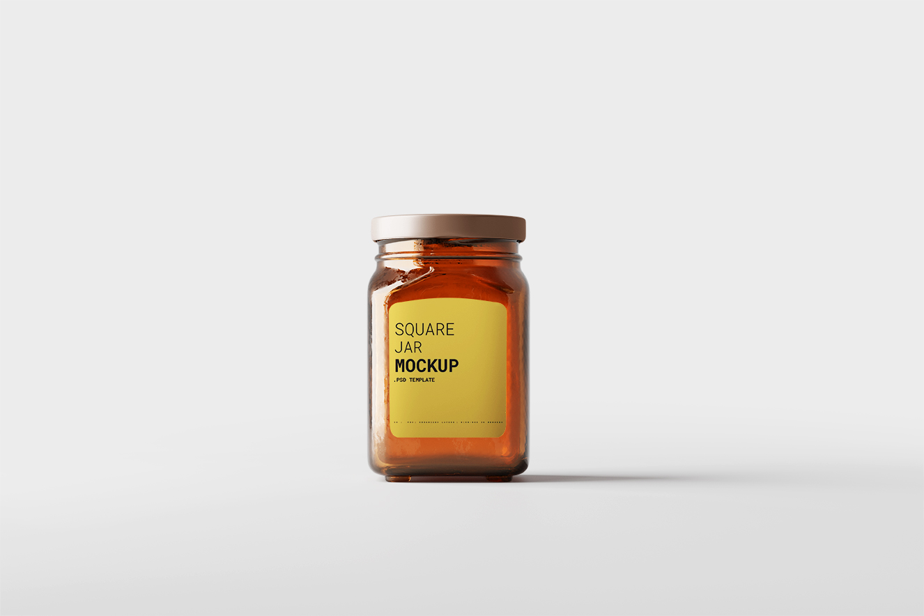 高质感方形食品玻璃罐样机5组插图