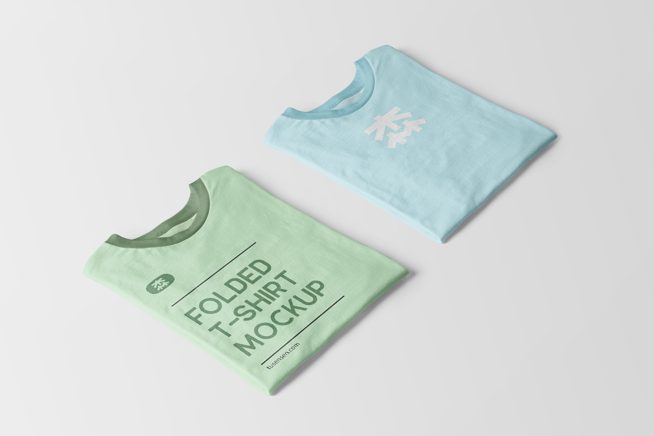 高质感折叠T恤样机插图