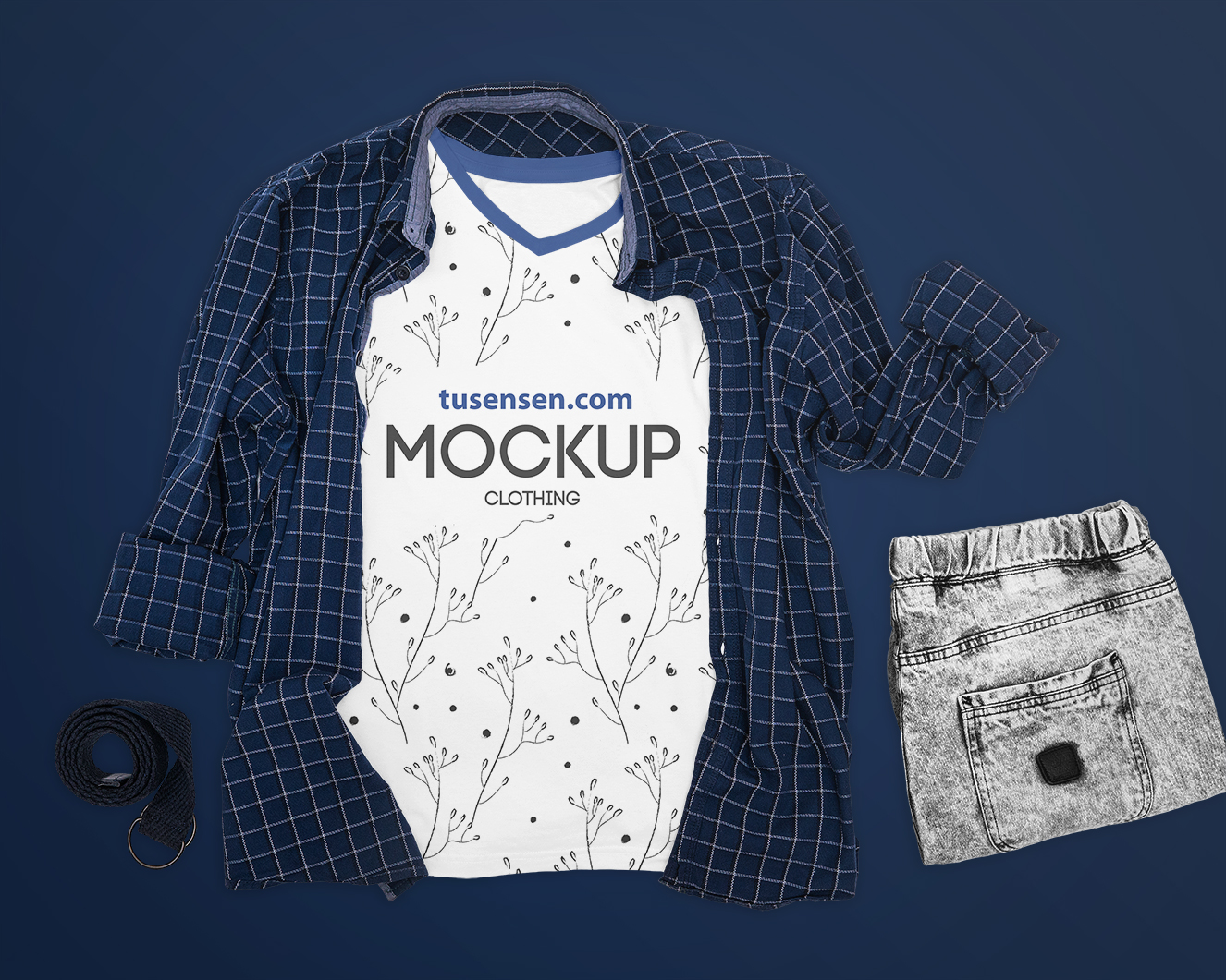 高质感T恤衬衫样机插图