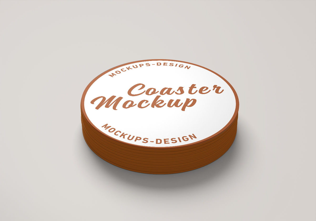 堆叠的圆形杯垫样机4组插图