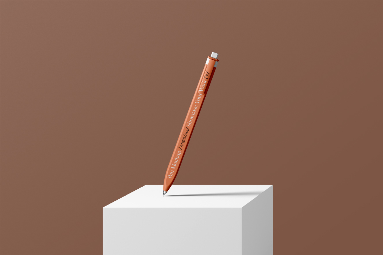 盒子上的站立圆珠笔样机插图