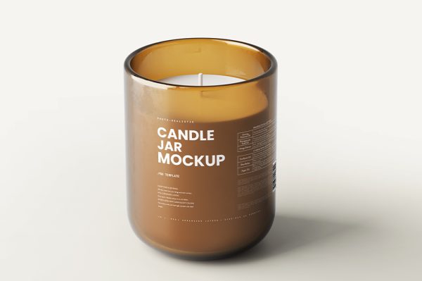 5 组琥珀色玻璃罐蜡烛香薰样机