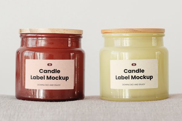 带标签的双蜡烛香薰样机