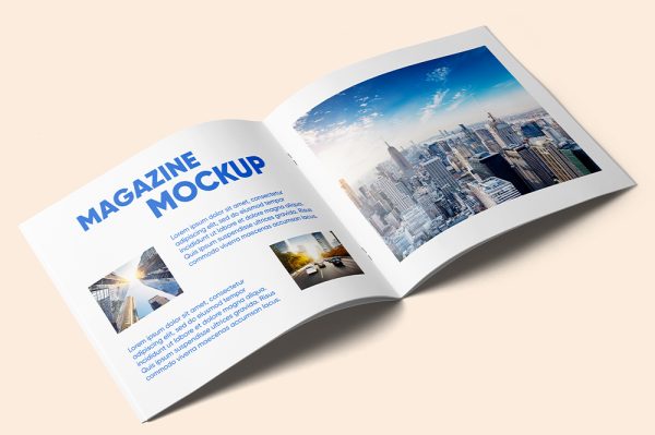 展开的杂志画册样机