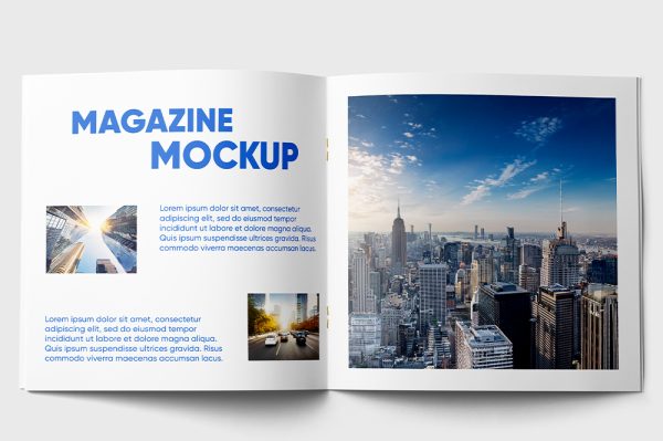 展开的杂志画册样机