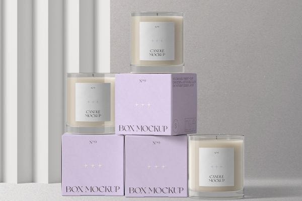 香薰蜡烛玻璃罐和包装盒样机