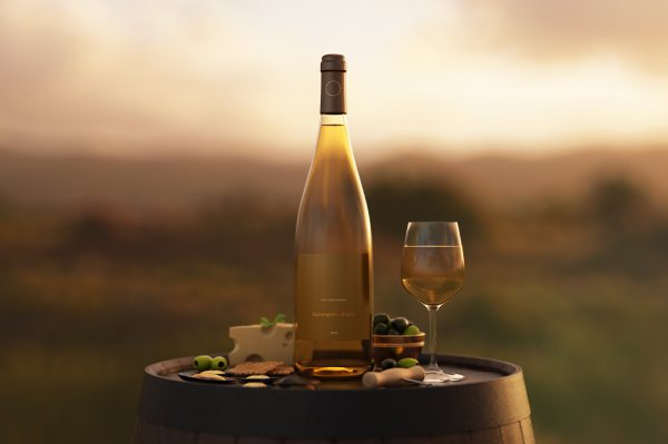 高质感葡萄酒勃艮第瓶样机3组