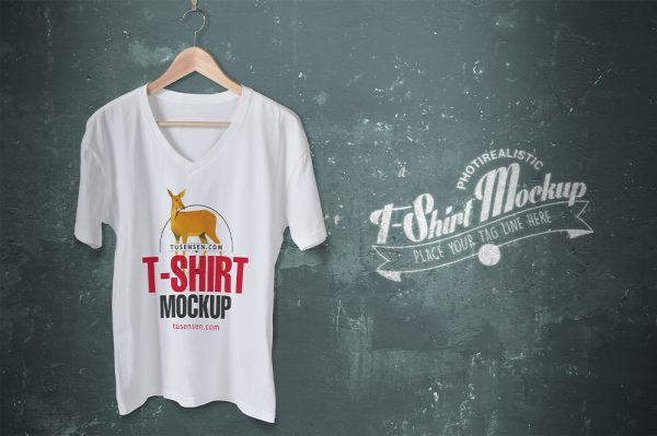 高质感v领t恤样机