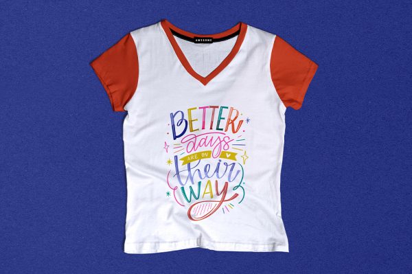 儿童v领T恤样机