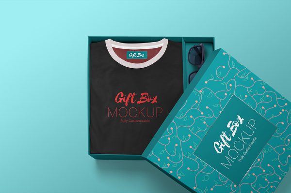 带礼盒包装的T恤样机