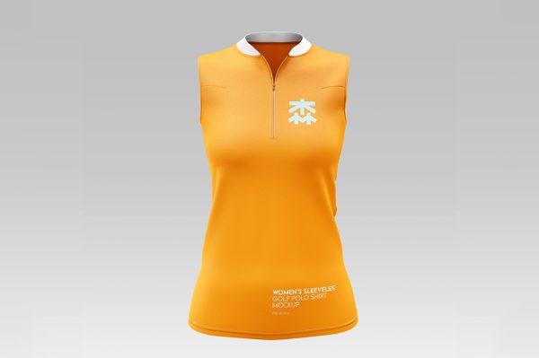 女士无袖高尔夫polo衫样机3组