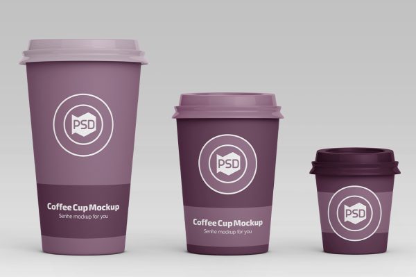 高质感咖啡杯奶茶杯饮品杯样机3组