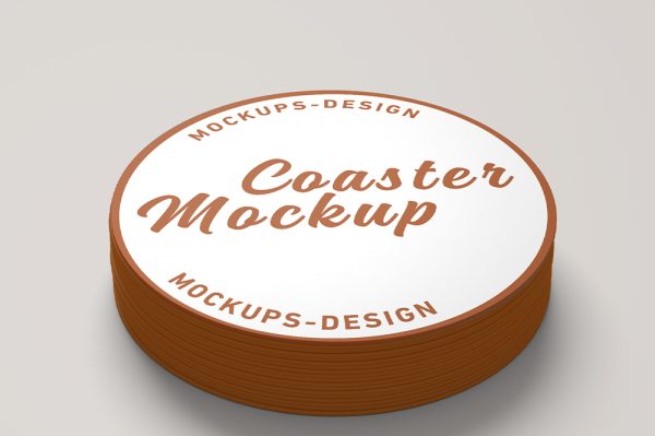 堆叠的圆形杯垫样机4组