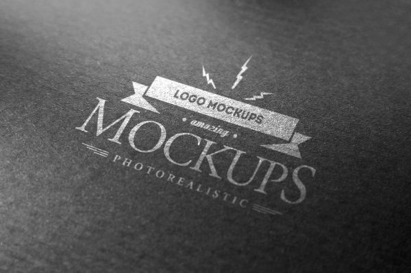 高质感黑卡纸烫银LOGO样机