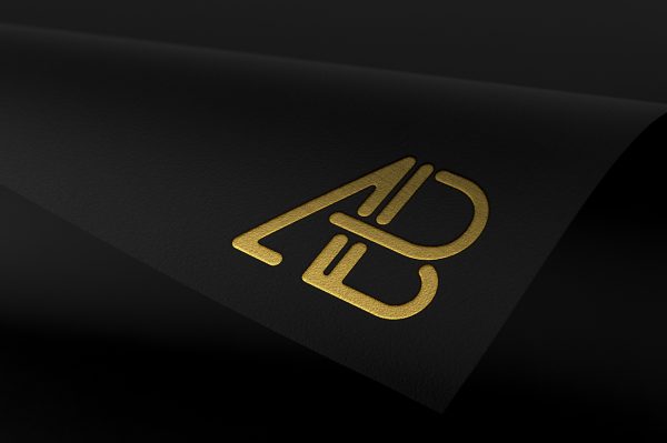 高质感黑卡纸烫银LOGO样机