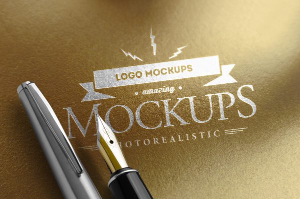 高质感金卡纸烫银LOGO样机