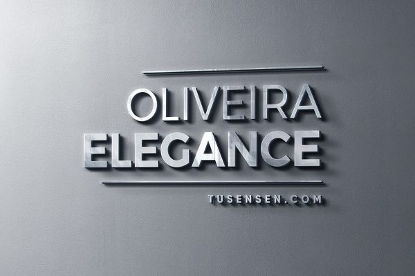 水泥墙面金属立体LOGO样机