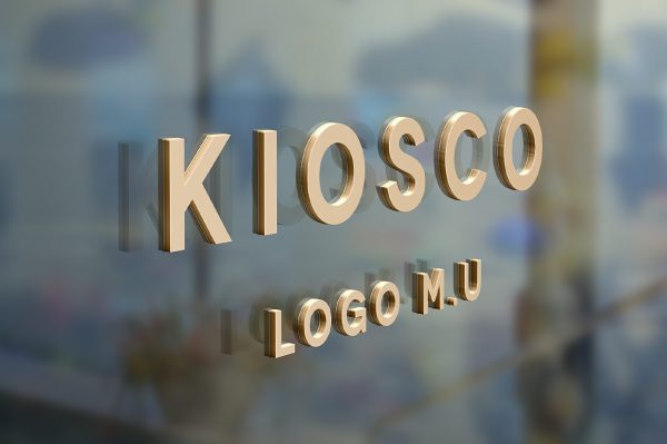 玻璃上的金属立体LOGO样机