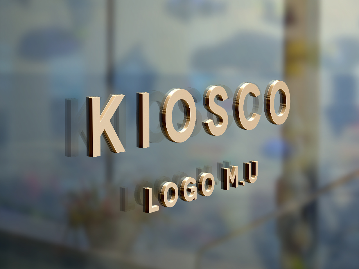 玻璃上的金属立体LOGO样机插图