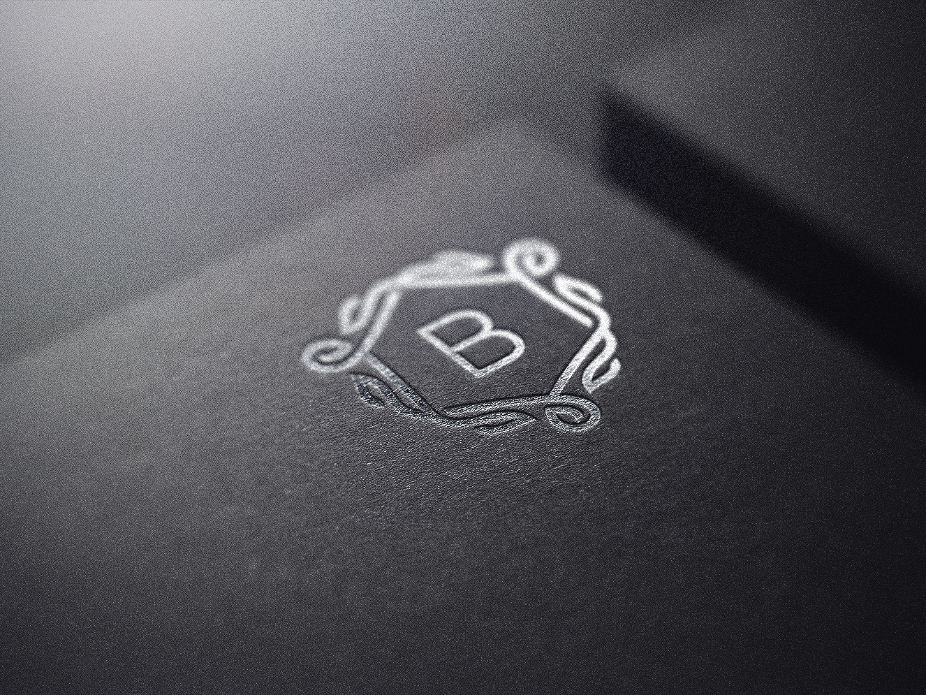 高质感黑卡纸烫银LOGO样机插图