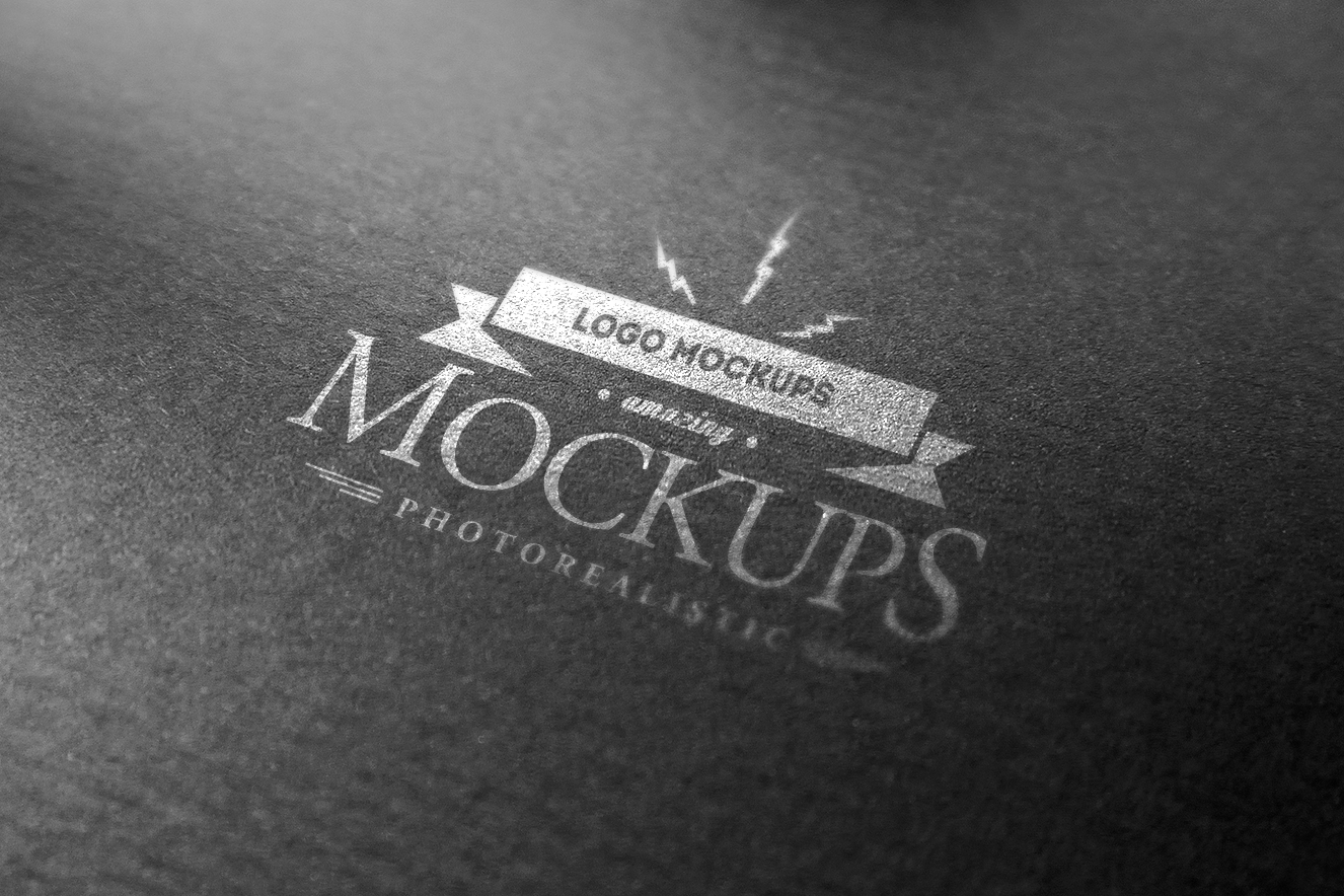 高质感黑卡纸烫银LOGO样机插图