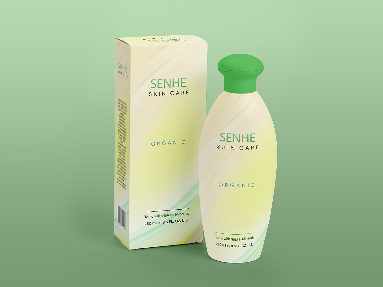 简约沐浴露洗发水盖开瓶和包装盒样机插图