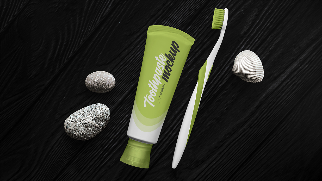 牙刷和软管牙膏样机插图