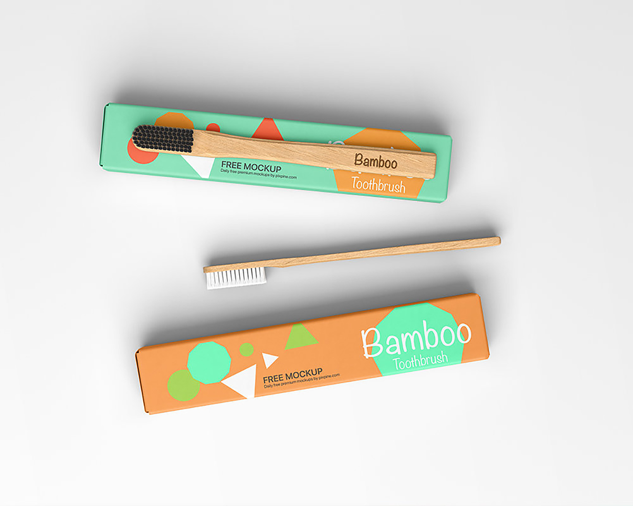 带纸盒的竹牙刷包装样机插图