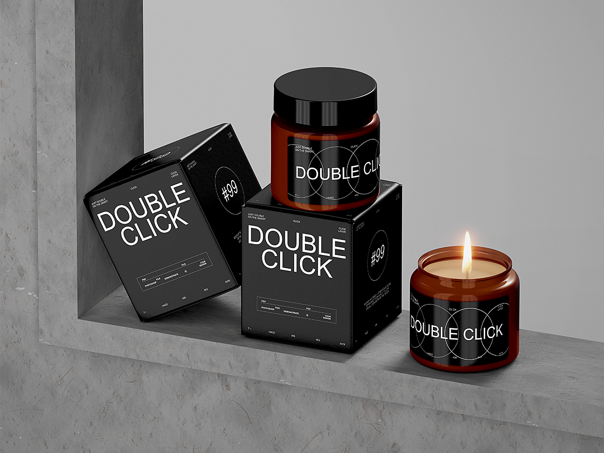 高质感香薰蜡烛罐和包装盒样机6组插图1