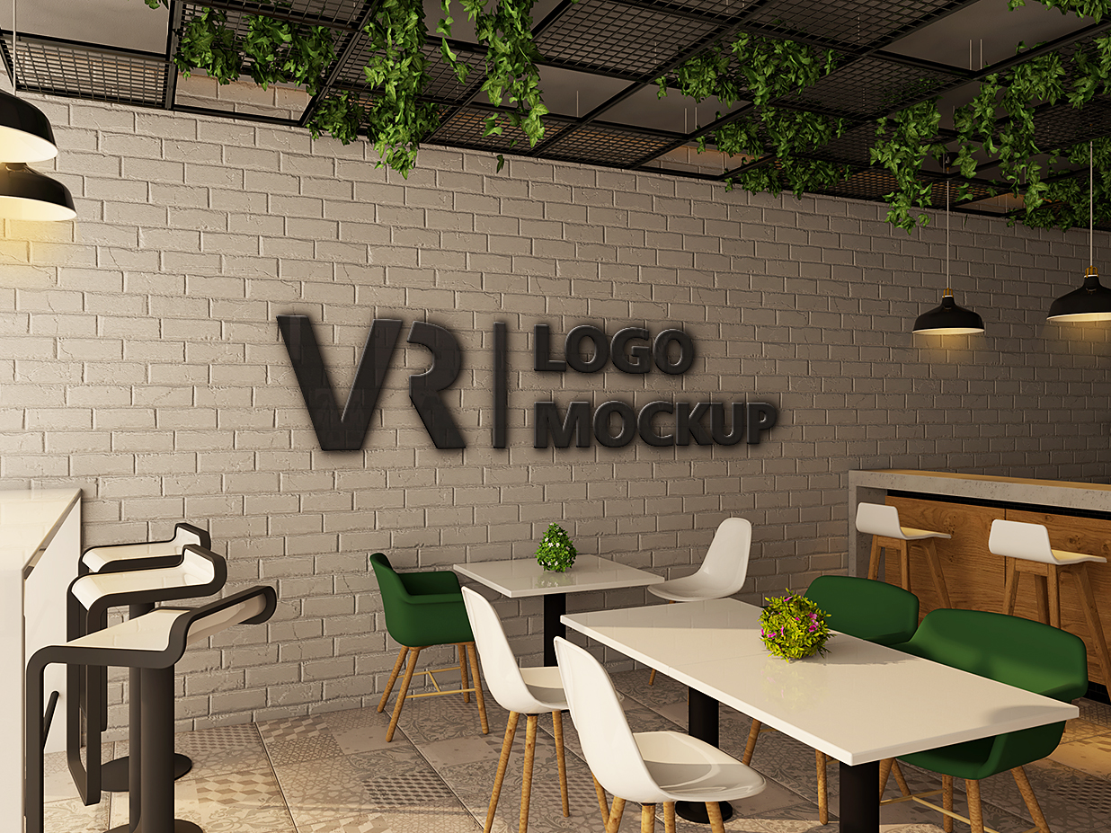 咖啡馆餐厅封面立体LOGO样机插图