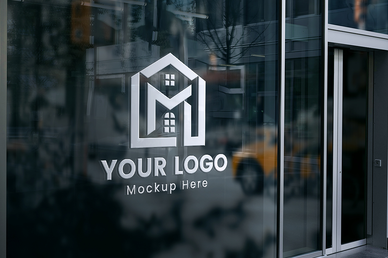 户外玻璃白色贴纸LOGO样机插图