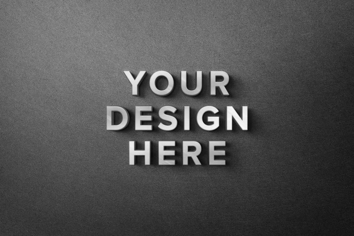 黑色墙面金属LOGO样机插图