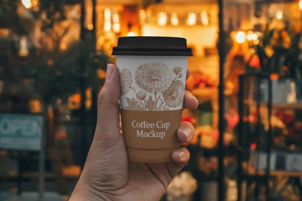 高质感手握咖啡杯饮品杯样机