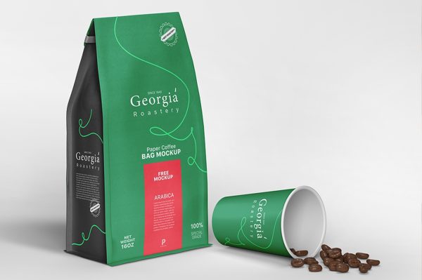 咖啡袋和咖啡杯奶茶杯饮品杯样机