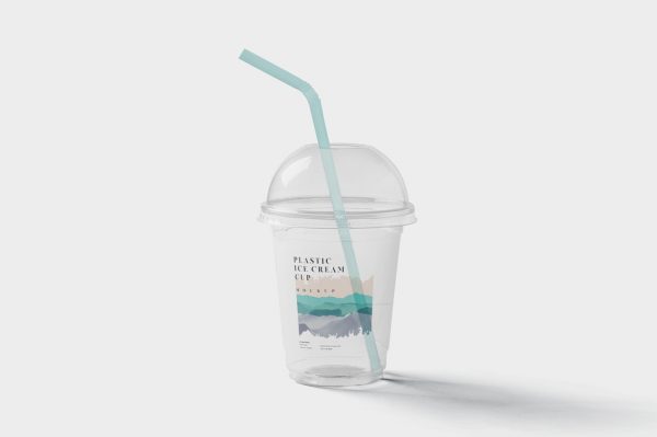 高质感透明咖啡杯饮品杯纸杯样机5组