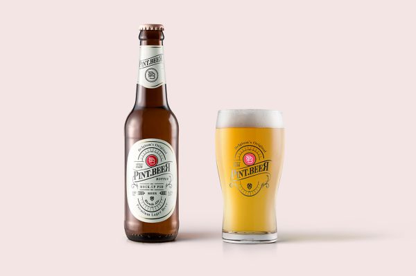 高质感啤酒瓶啤酒杯玻璃杯样机