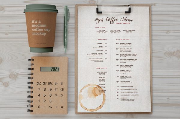 高质感咖啡杯菜单套装样机