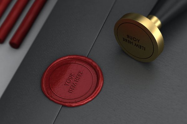 高质感红色火漆印章LOGO样机