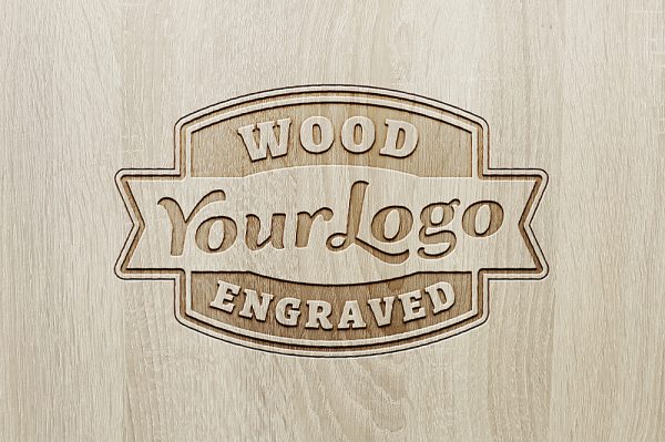 木纹雕刻LOGO样机3组