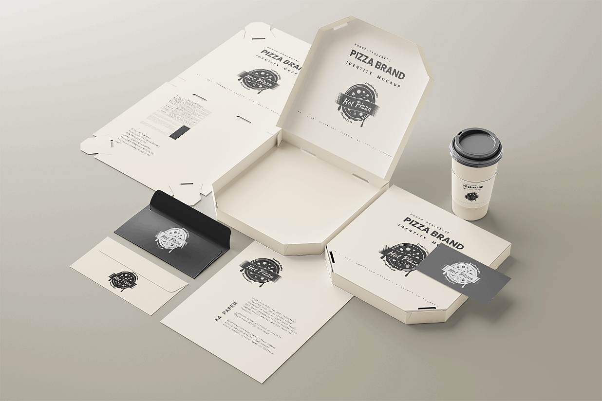 披萨品牌包装VI样机10组插图