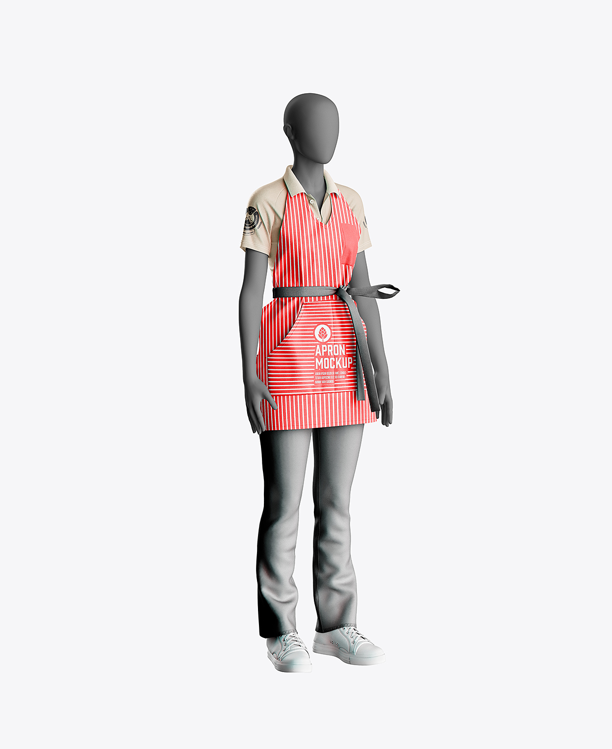 带模特的餐饮品牌围裙样机mockup4组插图1