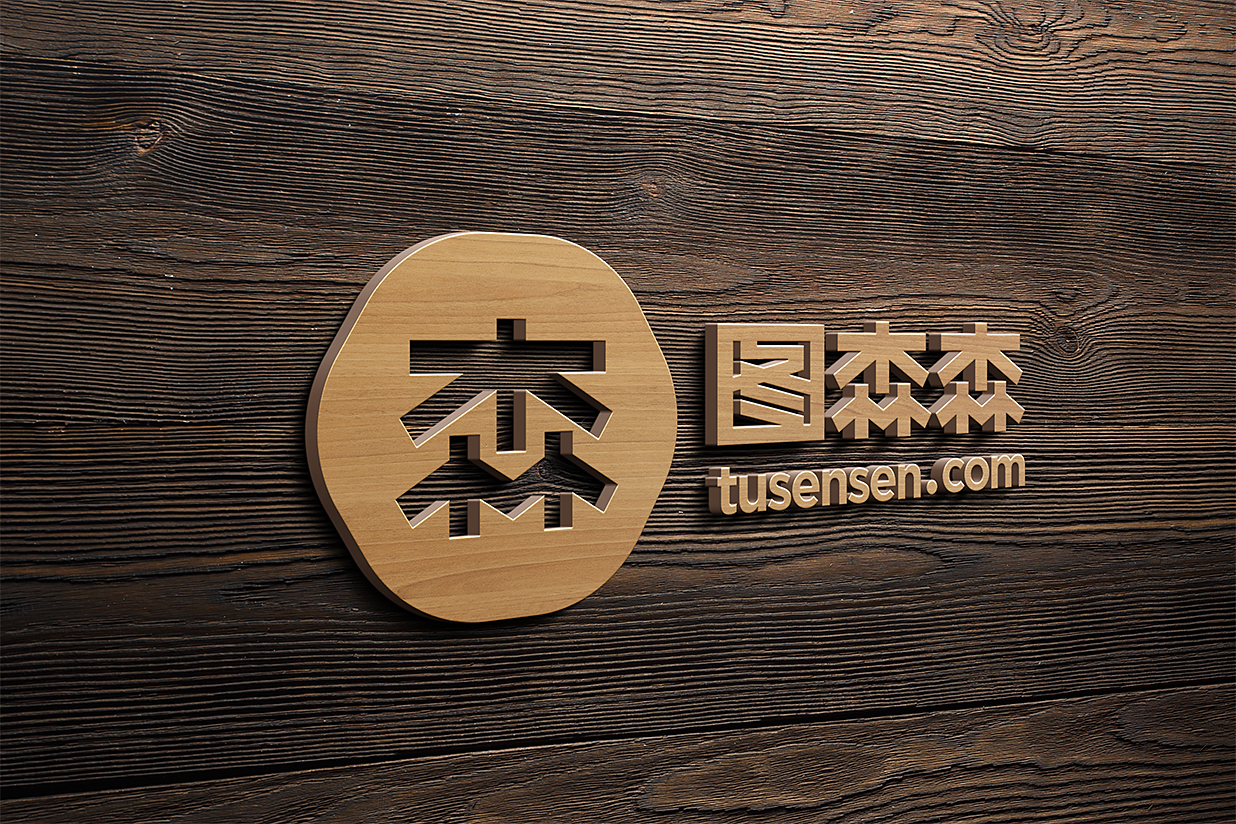 木质墙面上的3D立体LOGO样机插图