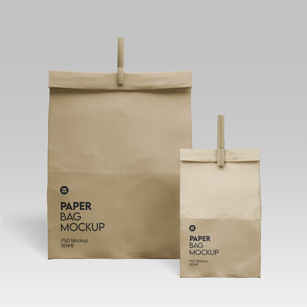 带木钉的牛皮纸自立袋食品袋样机3组插图