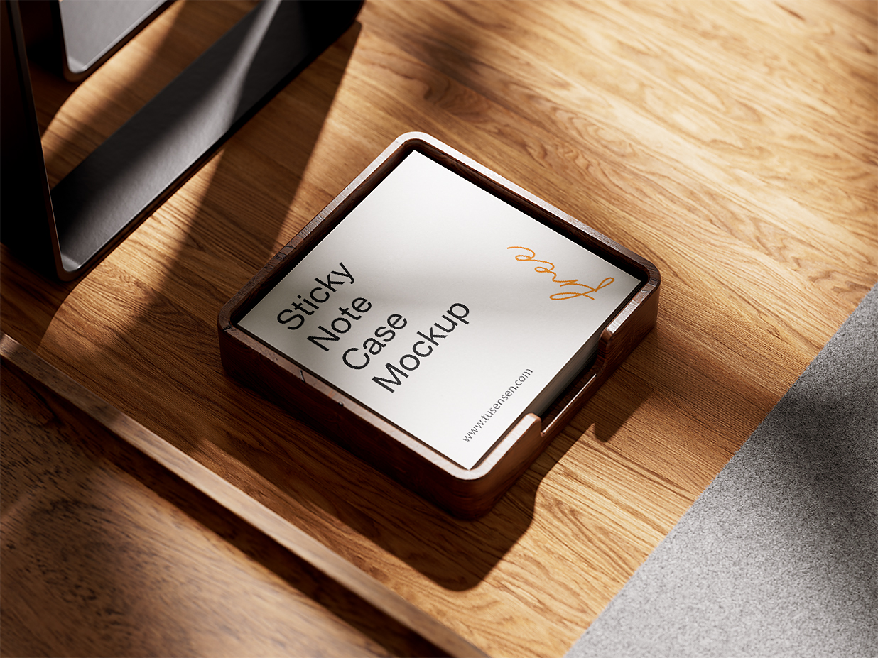 高质感木制便利贴便签盒样机4组插图