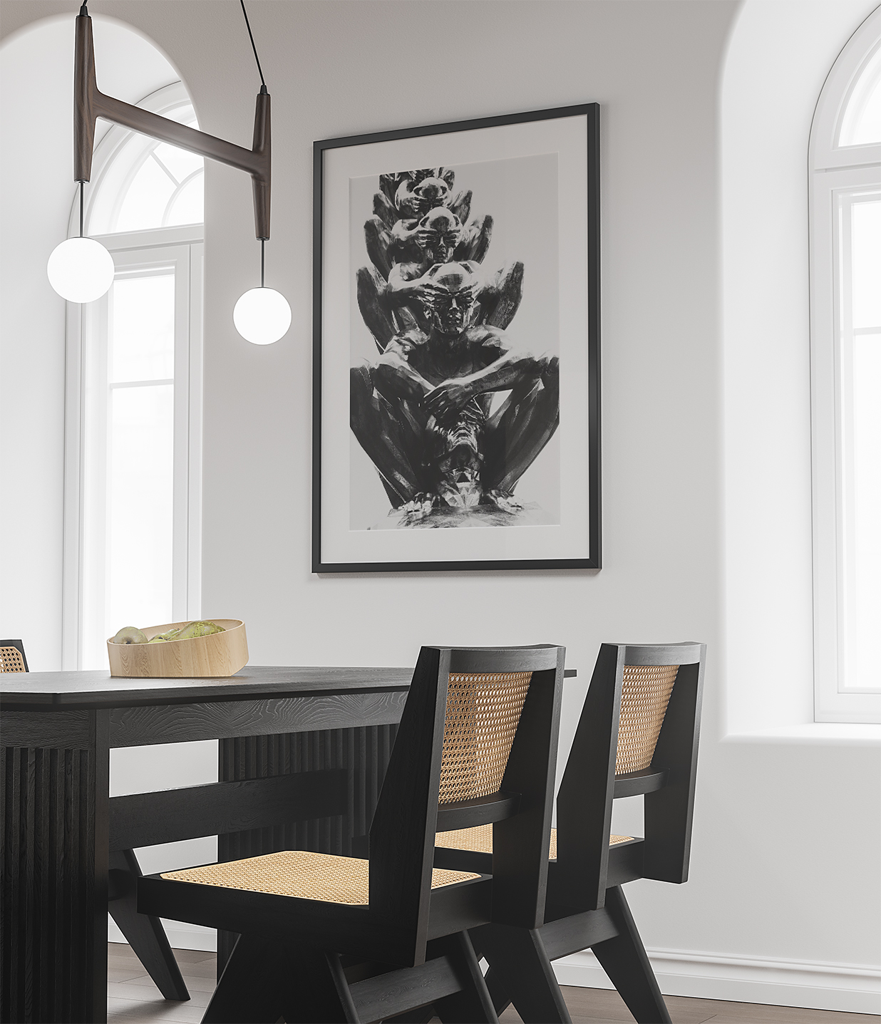 餐厅带框架装饰画海报样机插图