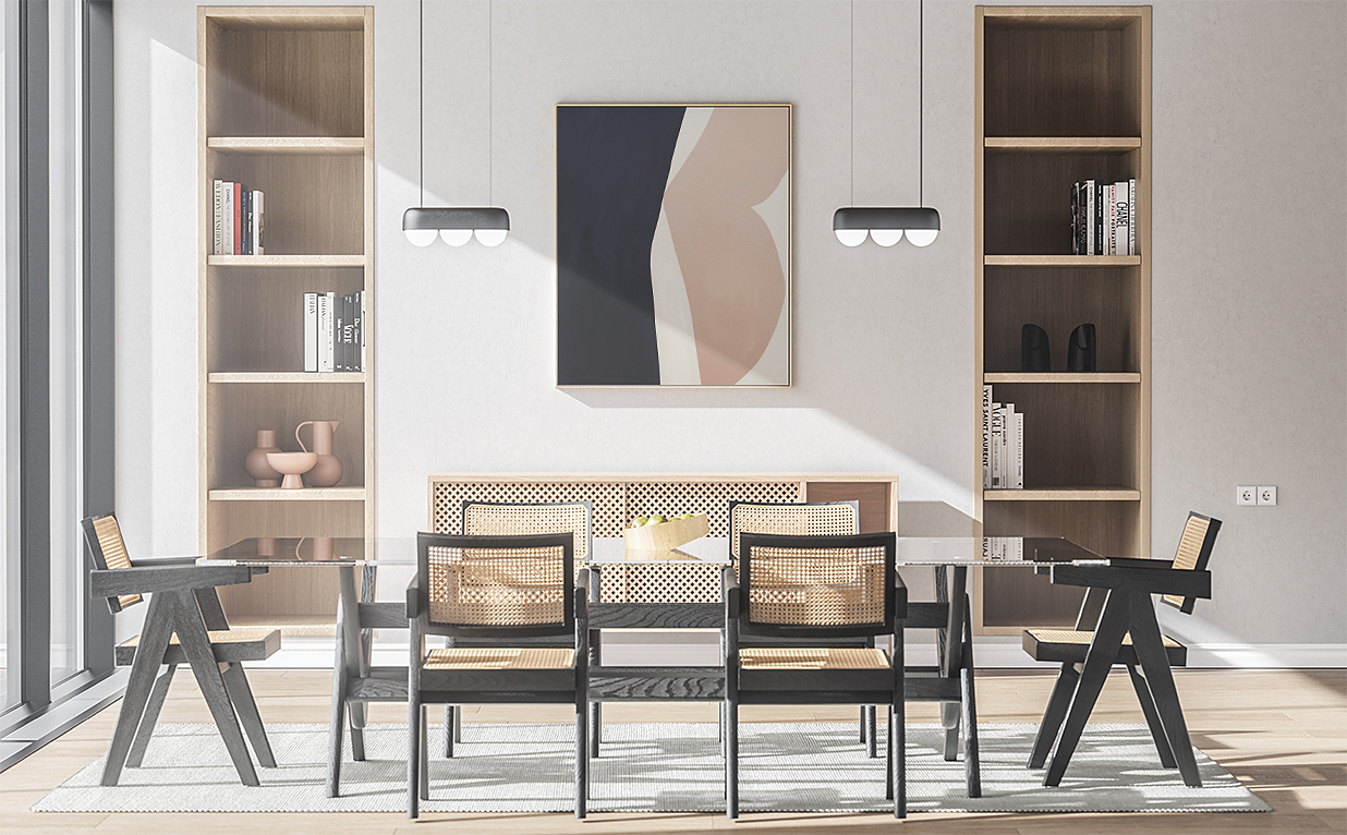 餐厅带框架装饰画海报样机插图